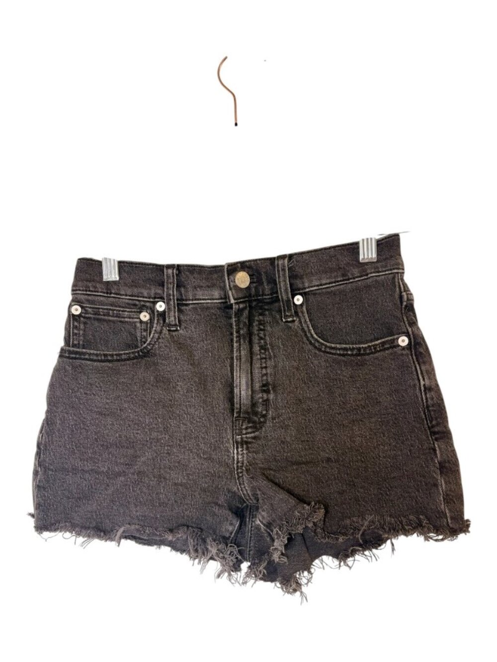 Madewell Faded Black The Perfect Jean Shorts Raw Hem 3.5" Inseam Size 25
